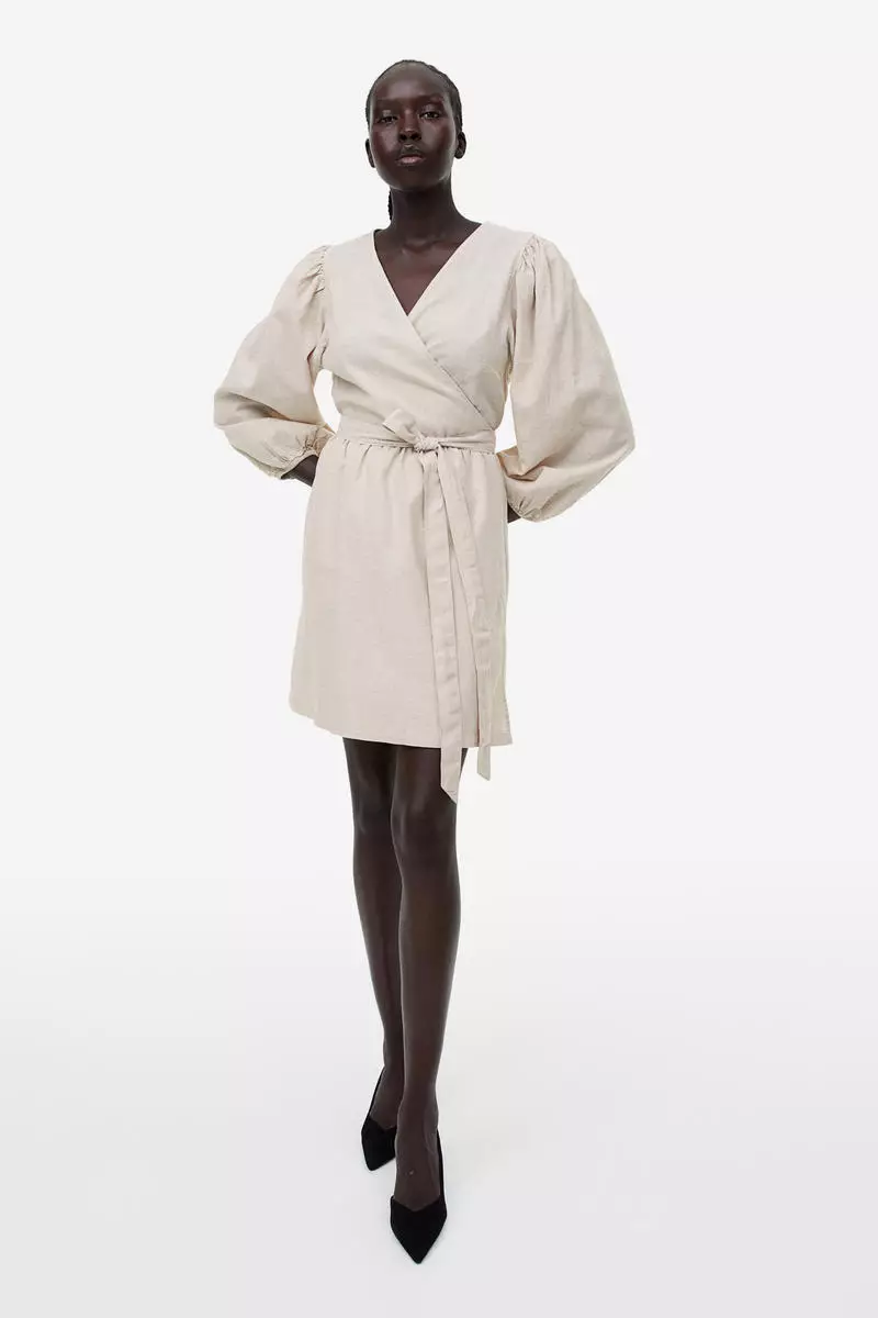 Buy H M Linen blend wrap dress Online ZALORA Malaysia