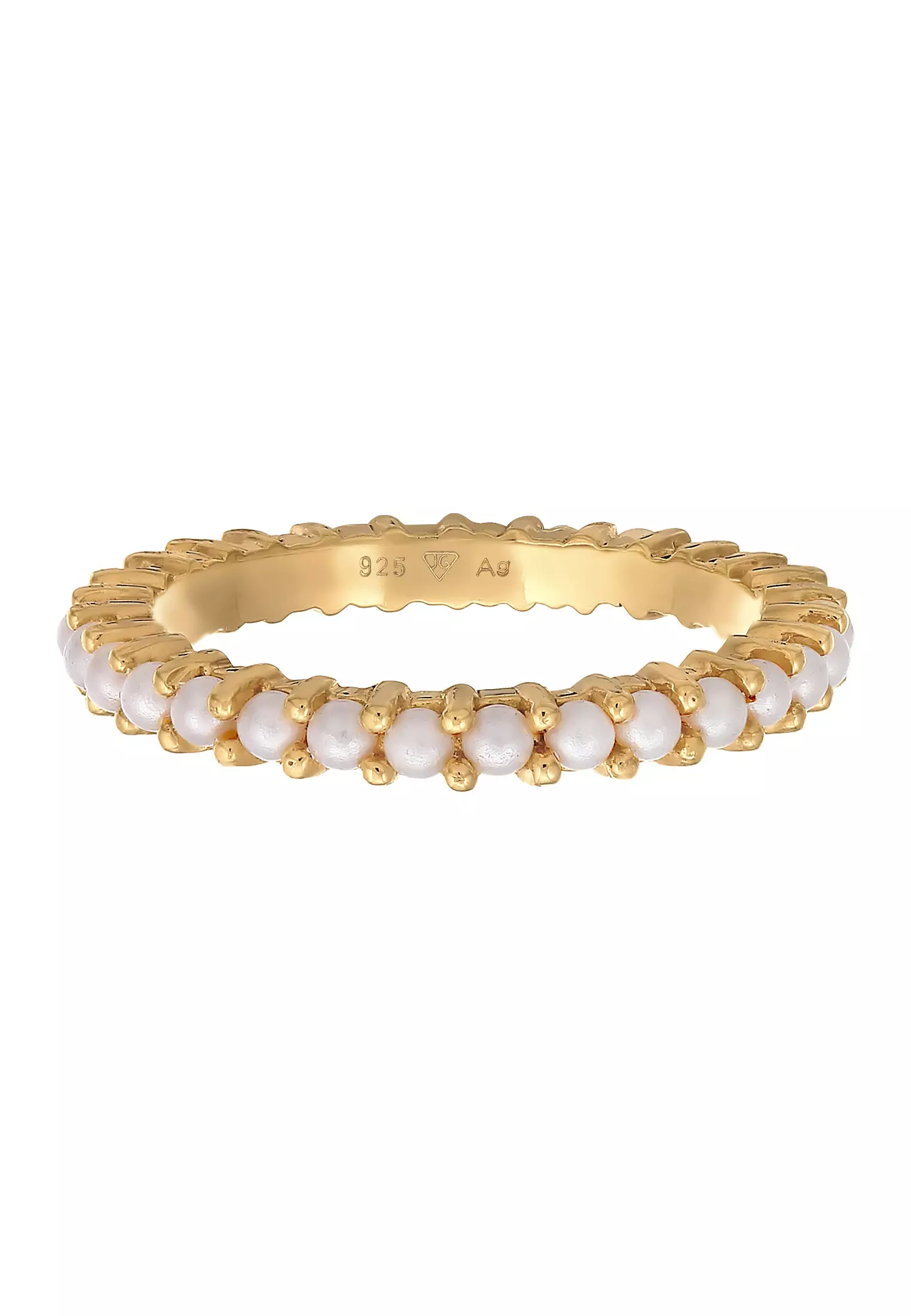 Ring Band Memoire Glass Beads Gold Plated