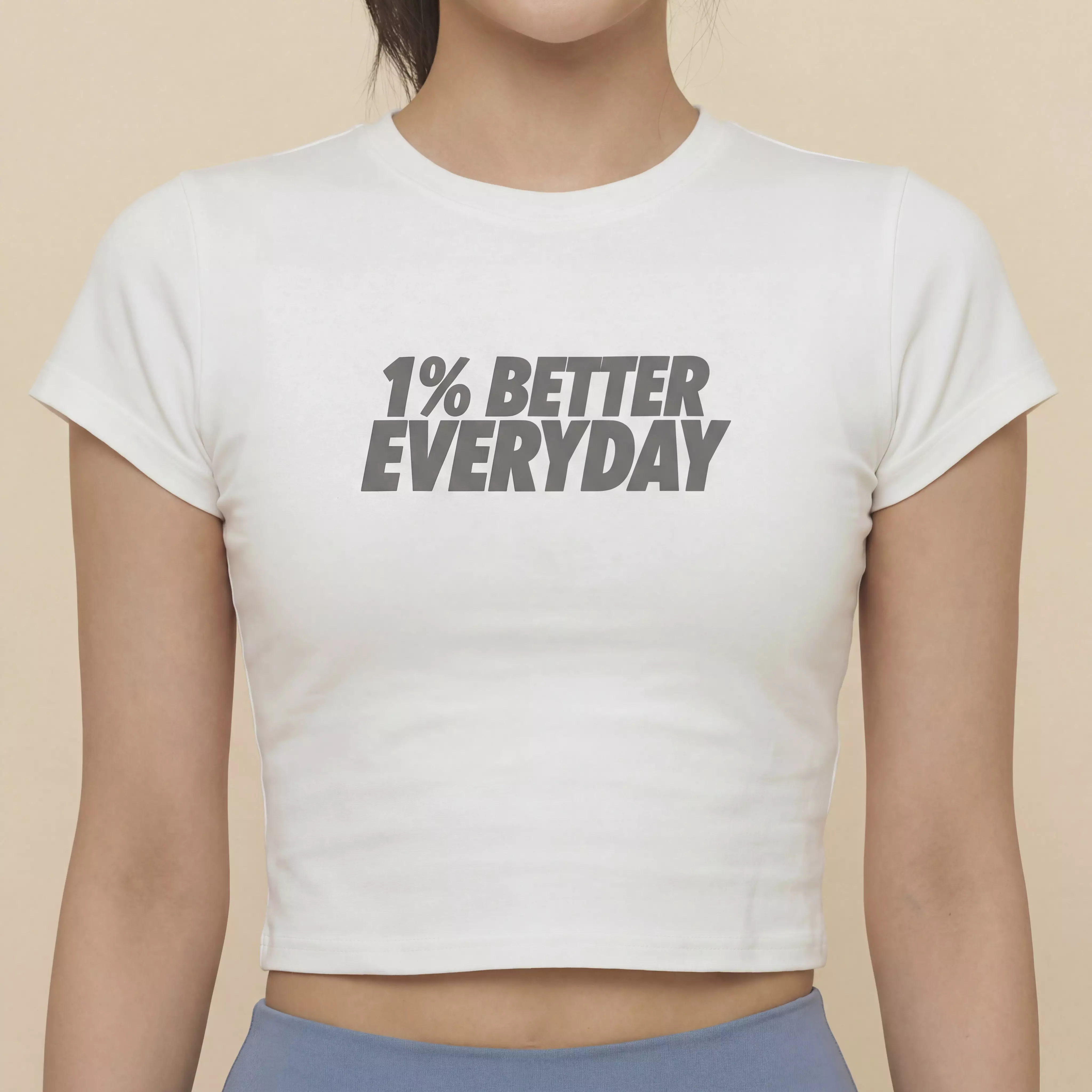 THIRDDAY Kaos Gym Wanita Crop Top RCP instacool "1% better everyday" putih LTH35