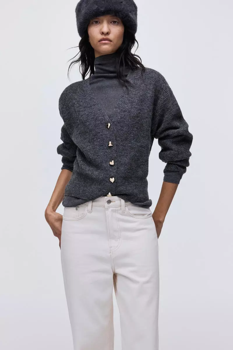 Rib-knit cardigan