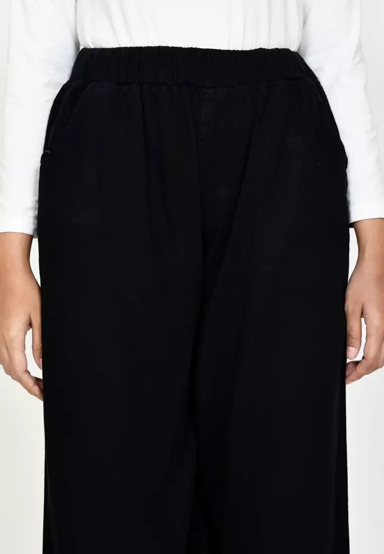 Denim Palazzo Kelly (Celana Kulot Bawah Lebar) Hitam