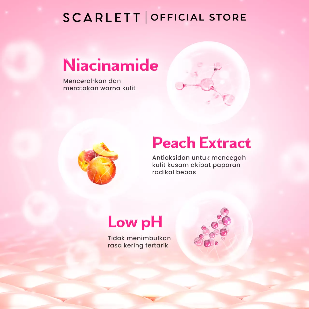 SCARLETT Low pH Glow Bright Gel Cleanser-Facial Wash Gentle Formula, Kulit Tidak Ketarik, Low pH Sensitive Skin Friendly, Repair Skin Barrier, Instant Tone Up, Mencerahkan, Pencerah Wajah, Niacinamide & Peach Extract. Scarlett Official Store