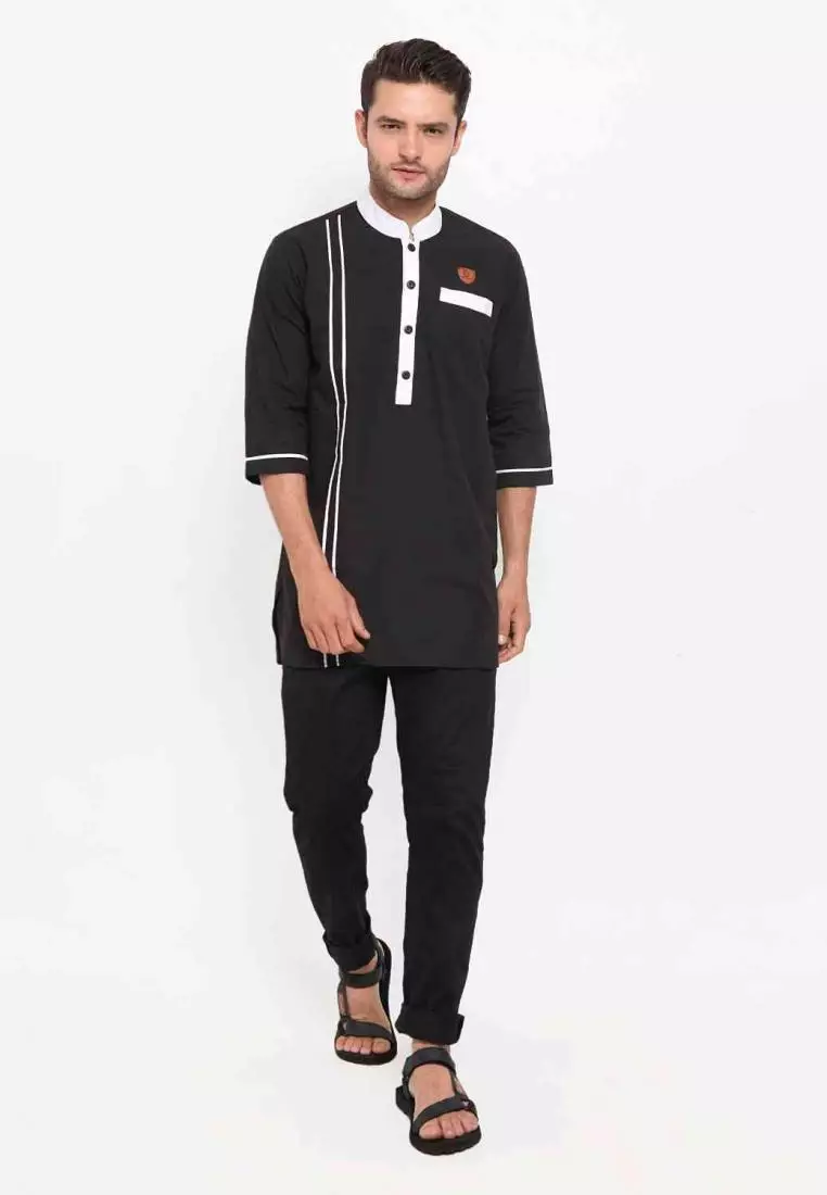 Zayidan Baju Koko Gamis Muslim Pria Emran - Hitam