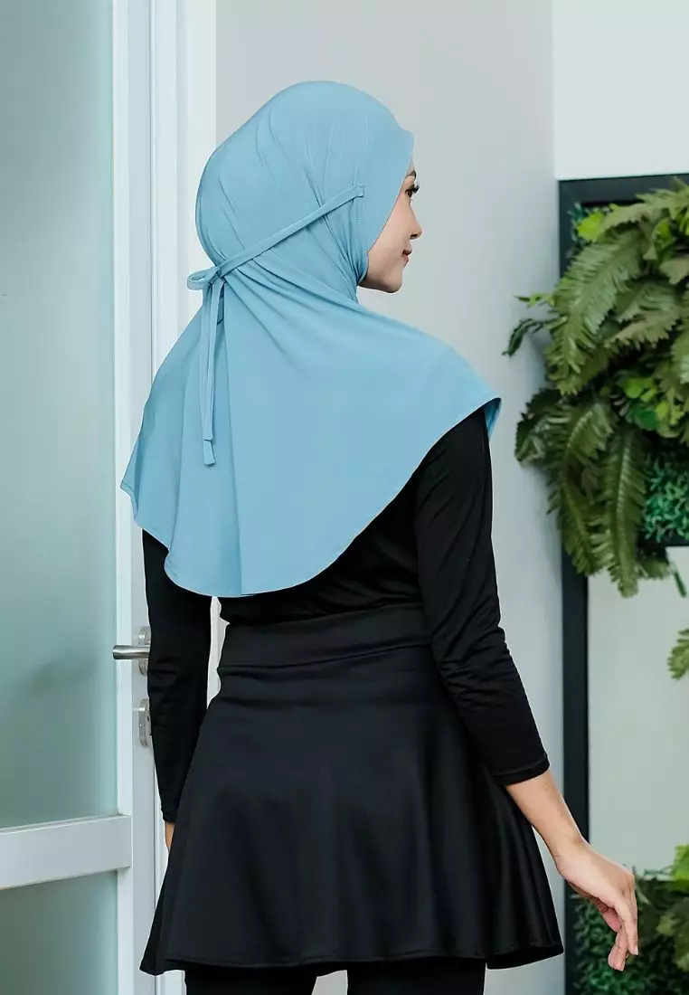 Bergo Mirae Hijab Sport Powder Blue - Hijab Instant - Hijab Daily Untuk Olahraga