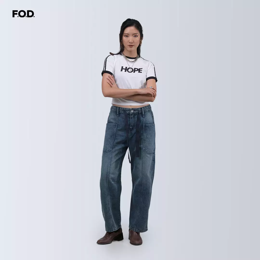 Celana Jeans Wanita Hazel Barrel Medium Blue