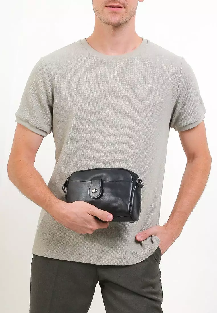 Distressed Leather Legacy Crossbody Pouch Bag