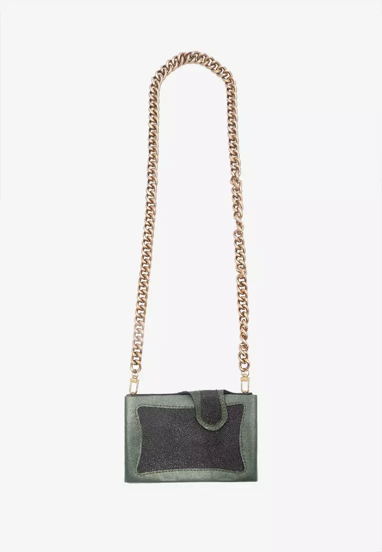 Gold and green 2025 clutch bag
