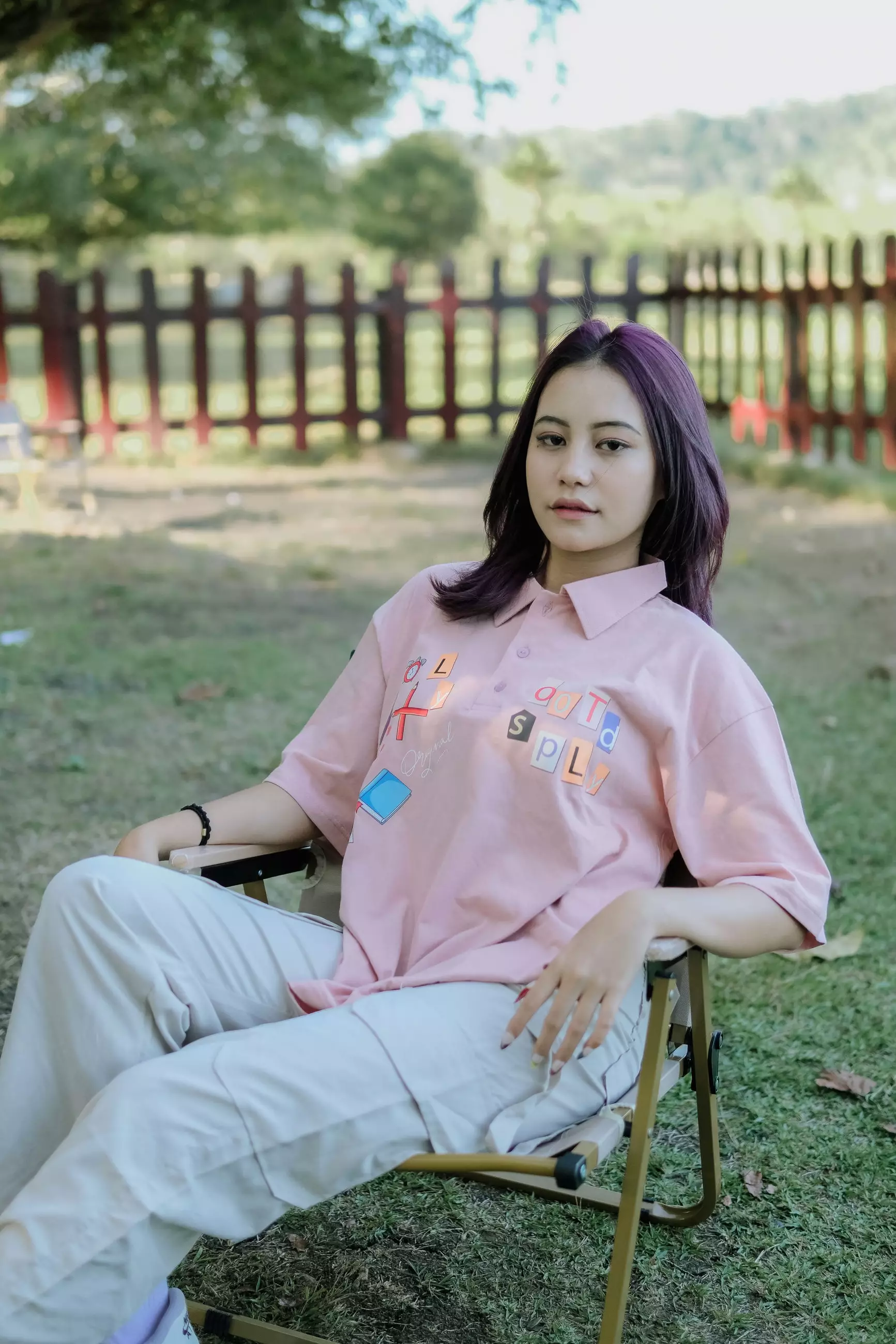 OOTDSUPPLY Oversize Polo Shirt Pencil Dusty Pink & Black l Kaos Oversize Pria dan Wanita OVZ-PS005