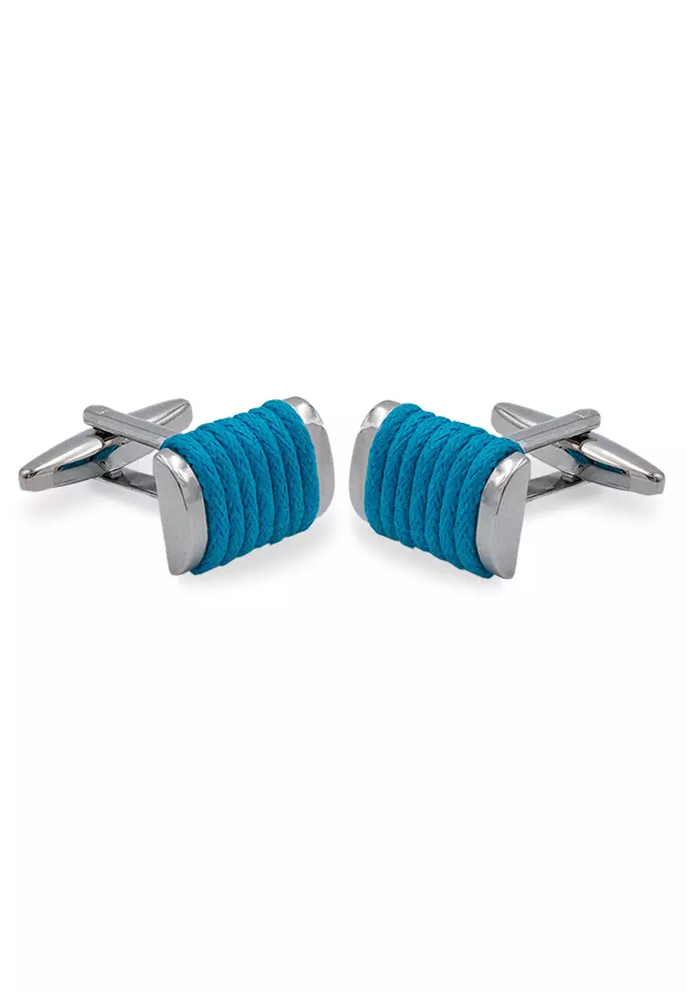 Caribe Blue Ribbed Cufflink