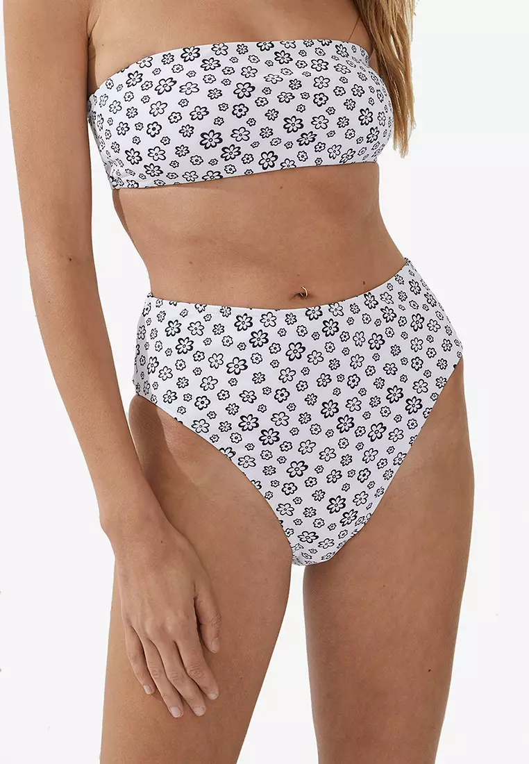 White cheeky high waisted bikini bottoms online