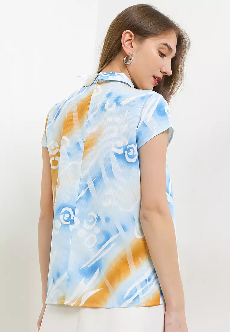 Naida Blouse In Blue Print