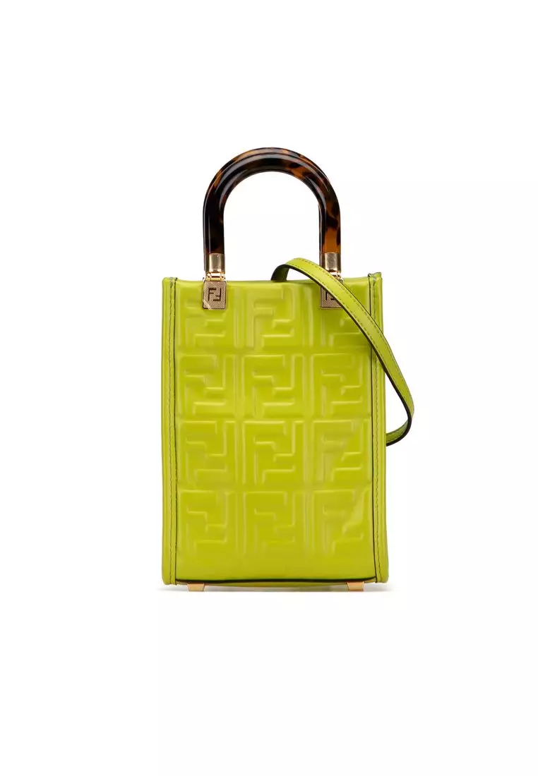 Pre-Loved Fendi Mini Zucca Embossed Leather Sunshine Shopper Tote