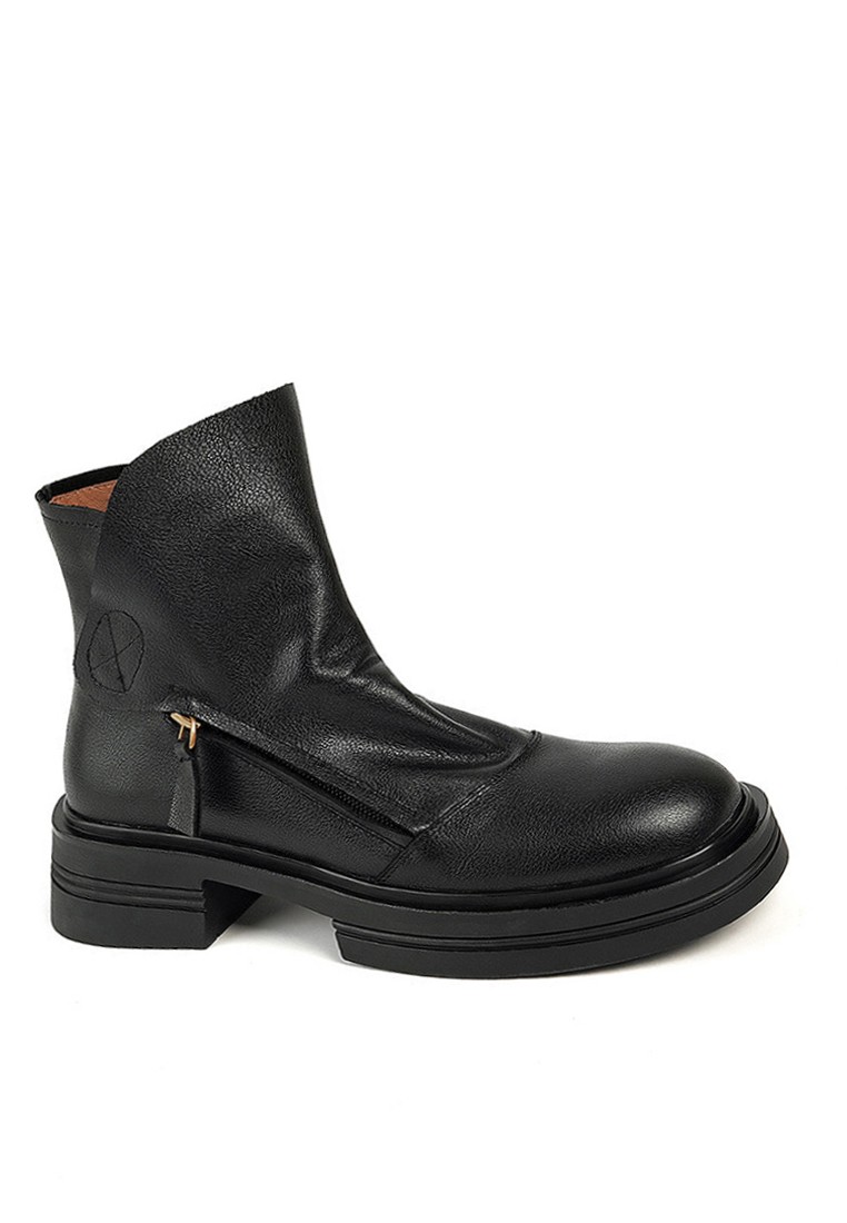 VANSA Top Layer Cowhide Double Zipper Platform Ankle Boots VSW-B31077