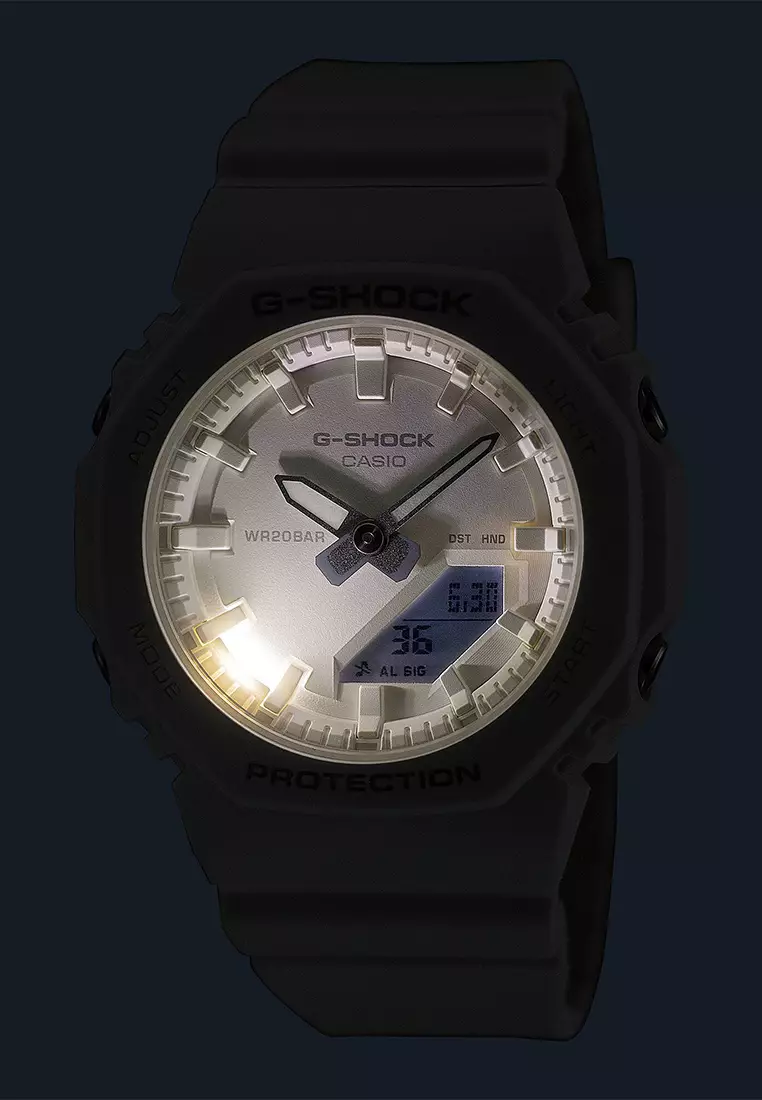 Jam Tangan Analog Digital Wanita Casio G-Shock - White Resin Strap - GMA-P2100-7A