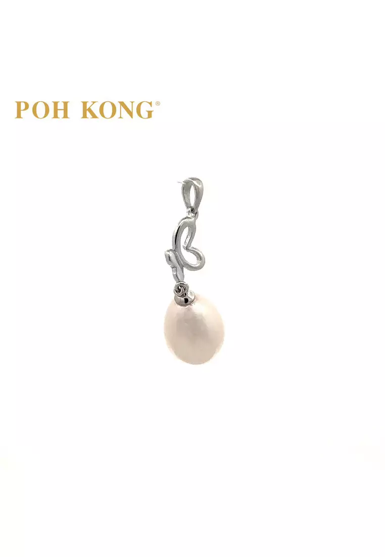 POH KONG 375/9K White Gold Butterfly Pearl Pendant