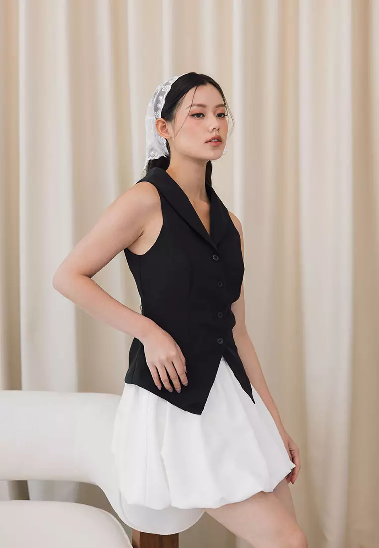 Collared Vest in Black