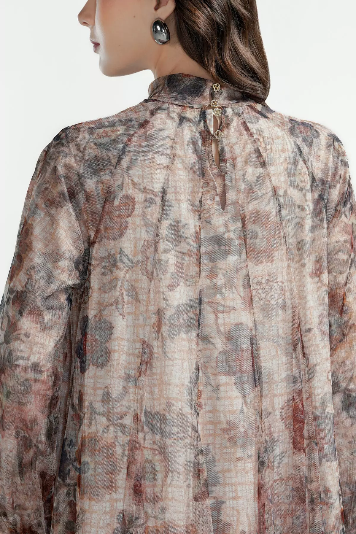 Benang Jarum - Festive Finesse Flowy Dress - Maple