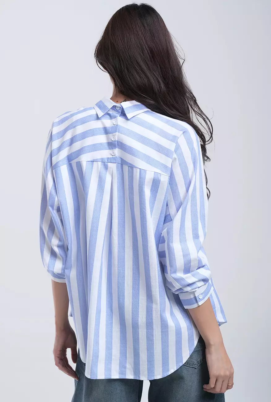 Kemeja Wanita Griffyn Blue White