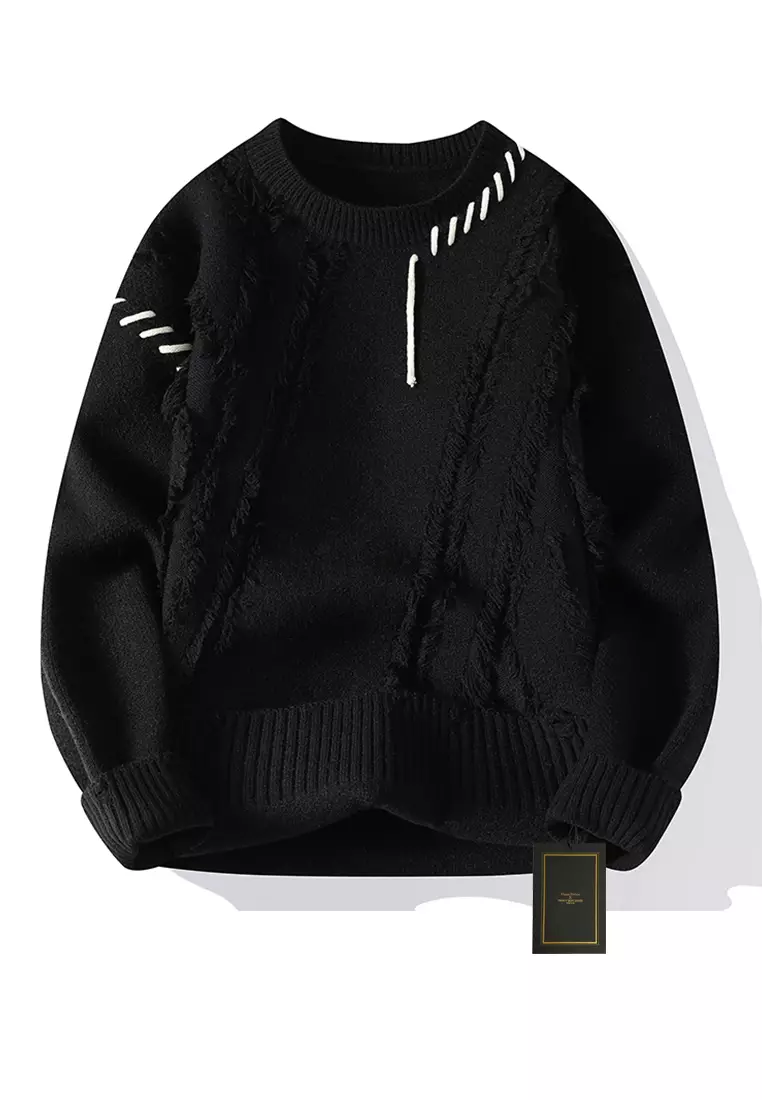 Men's contrast spliced knit sweater store