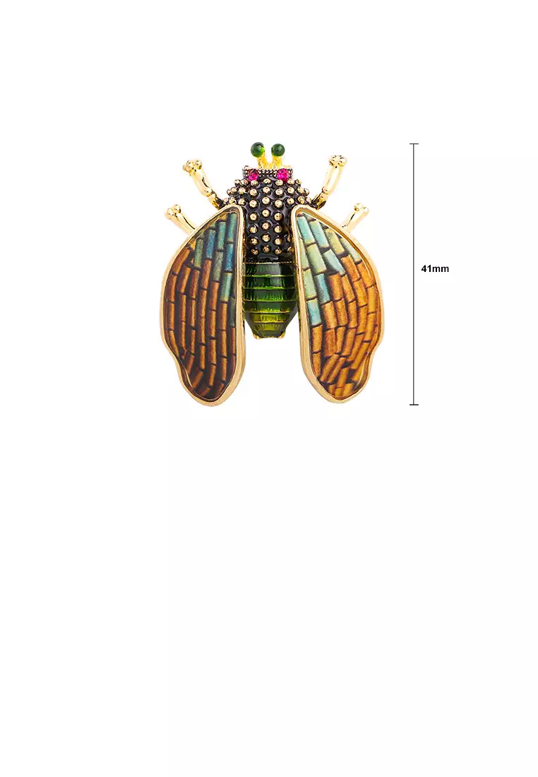 Buy Glamorousky Simple and Fashion Plated Gold Enamel Bee Brooch