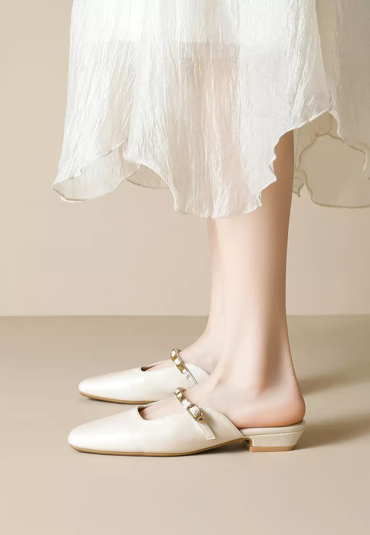 3CM 鉚釘針扣搭帶穆勒鞋 WW6579-2