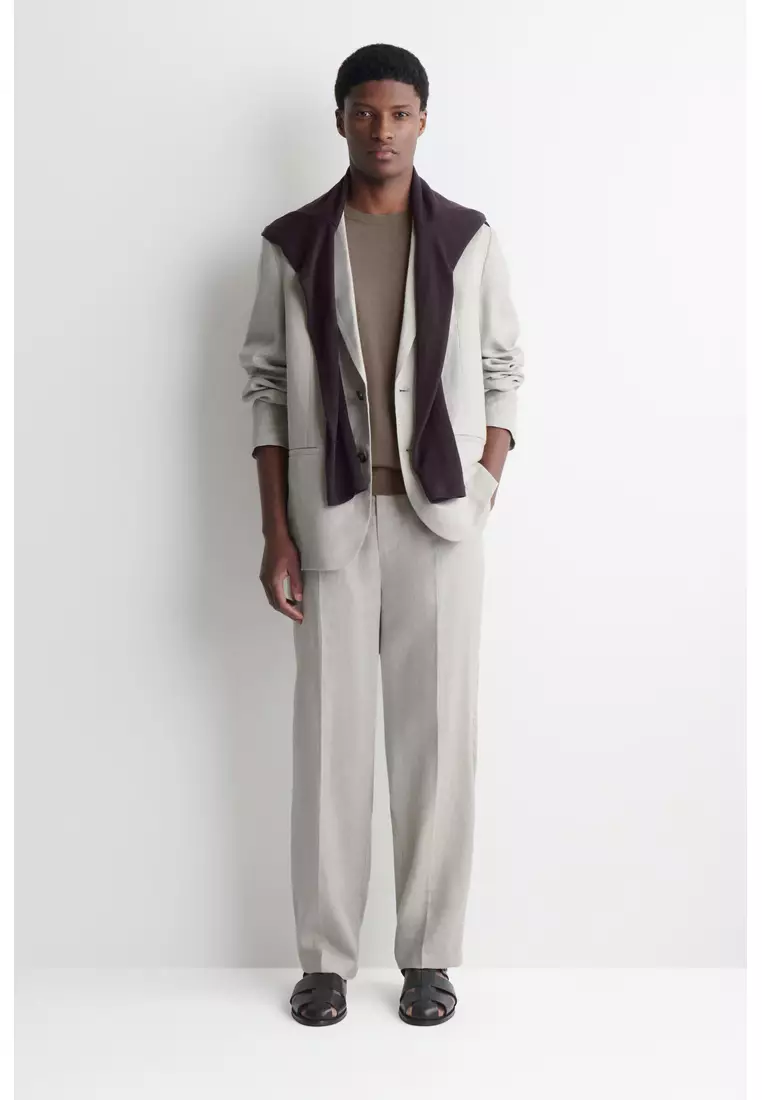RELAXED LINEN TAPERED TROUSERS