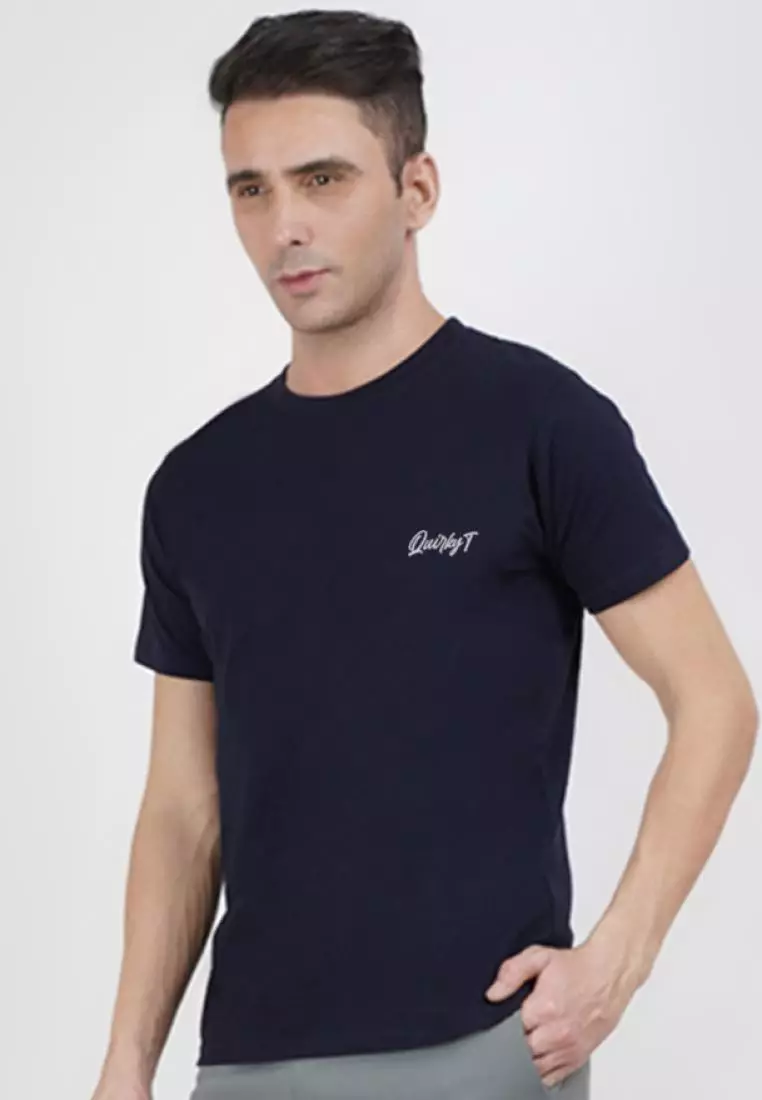 Gameover Graphic Navy Blue Cotton Short Sleeve Crew Neck Relaxed Tee