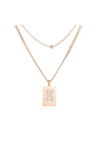 Air Jewellery gold Luxurious Geometric Patterns With Alphabet Necklace In Rose Gold F98BEAC940F3E0GS_1