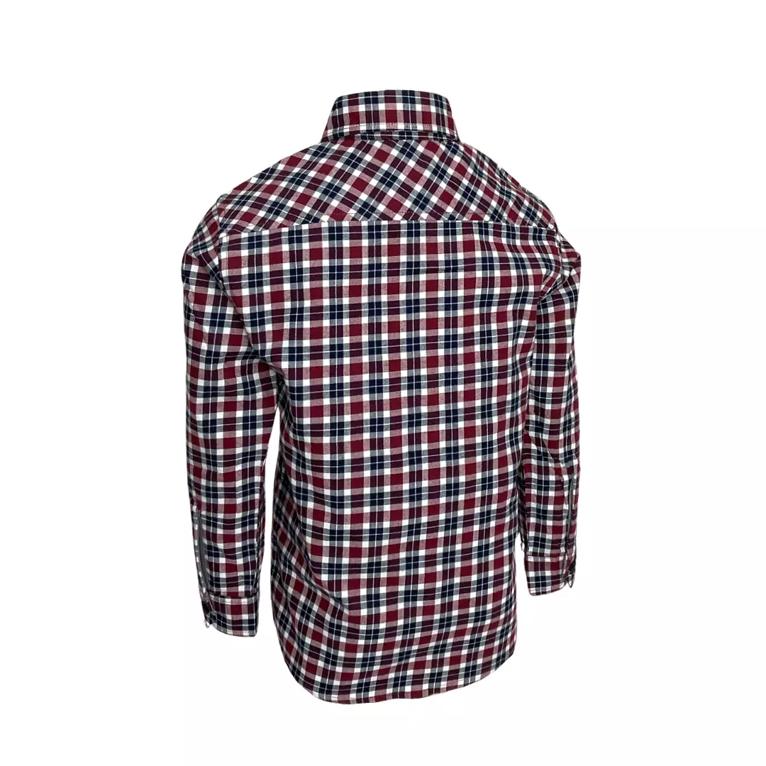 Pingu Kemeja Anak Laki Laki Kotak-Kotak Panjang Maroon 92100828
