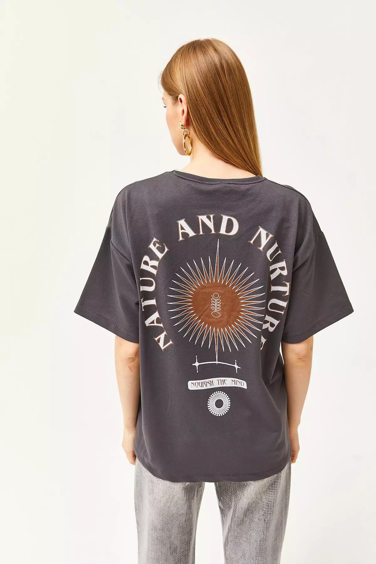 Symbol Front Back Printed 2 Thread Unisex Oversize T-Shirt