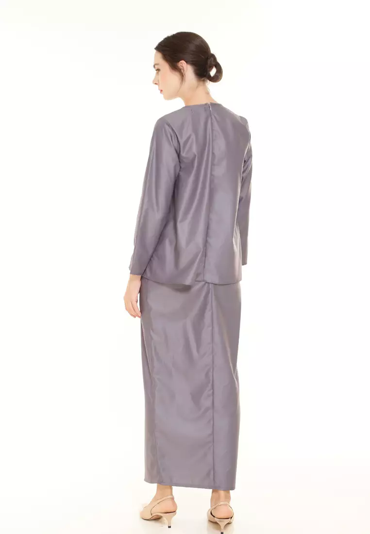 Kiera Kurung Kedah Modern in Grey