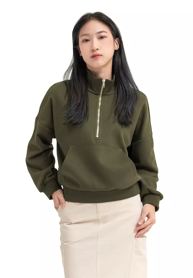 Buy DRUM Casual Half Zipper Jumper- Green Online ZALORA Malaysia