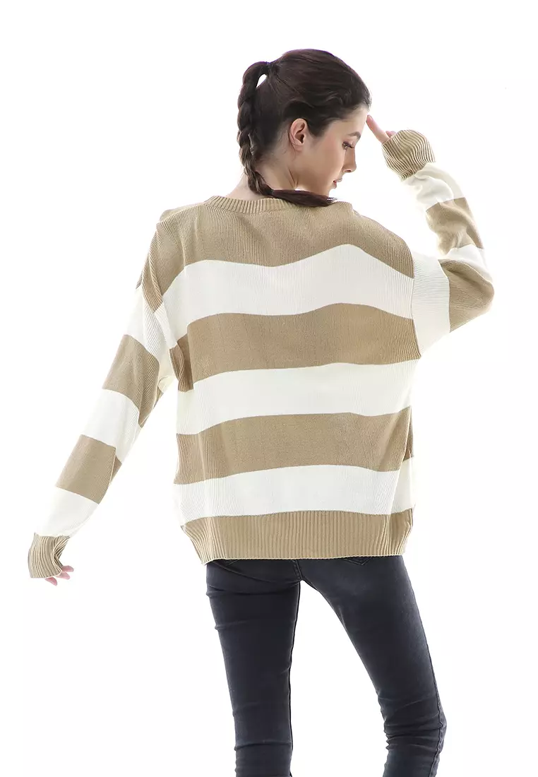 Nayara Sweater Rajut Atasan Wanita Oversize Long Sleeve Relaxed Fit - Mocca