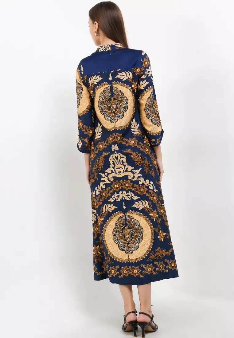 Gamis Dress Muslim Wanita Indria Navy