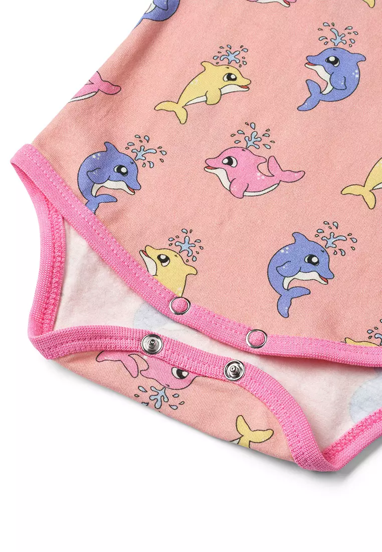 Short-sleeved baby body with baby dolphins