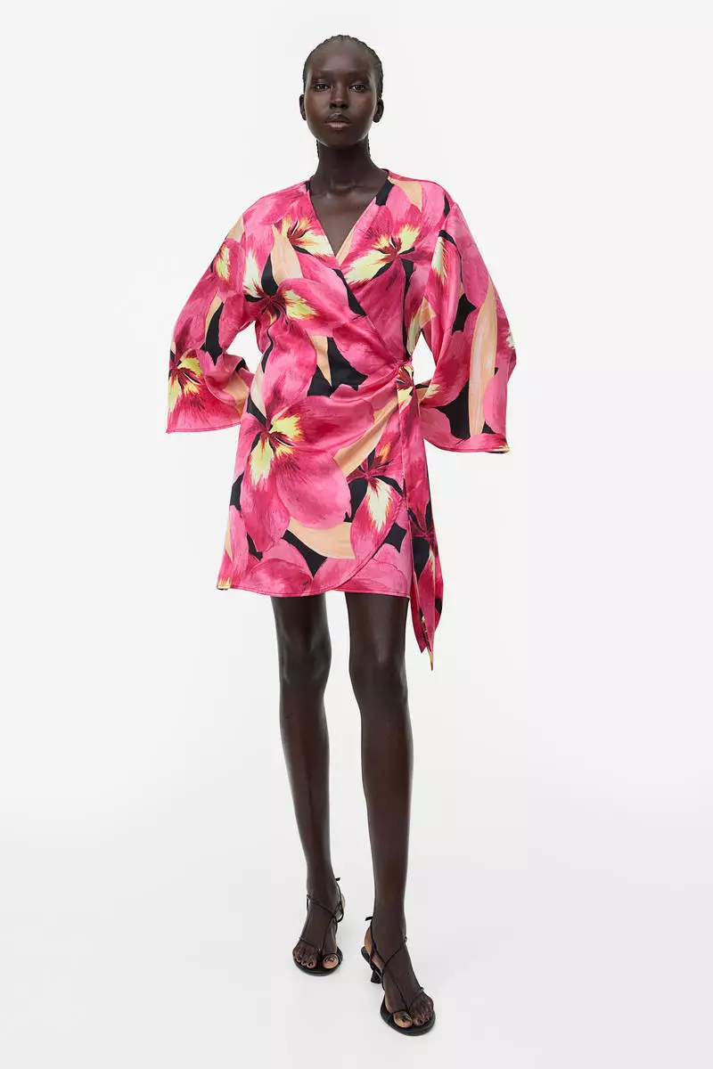 H&m satin sale wrap dress