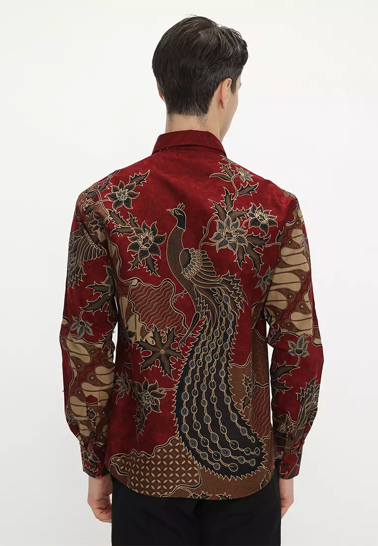 Kemeja Batik Pria Slimfit Rajasanagara - Maroon