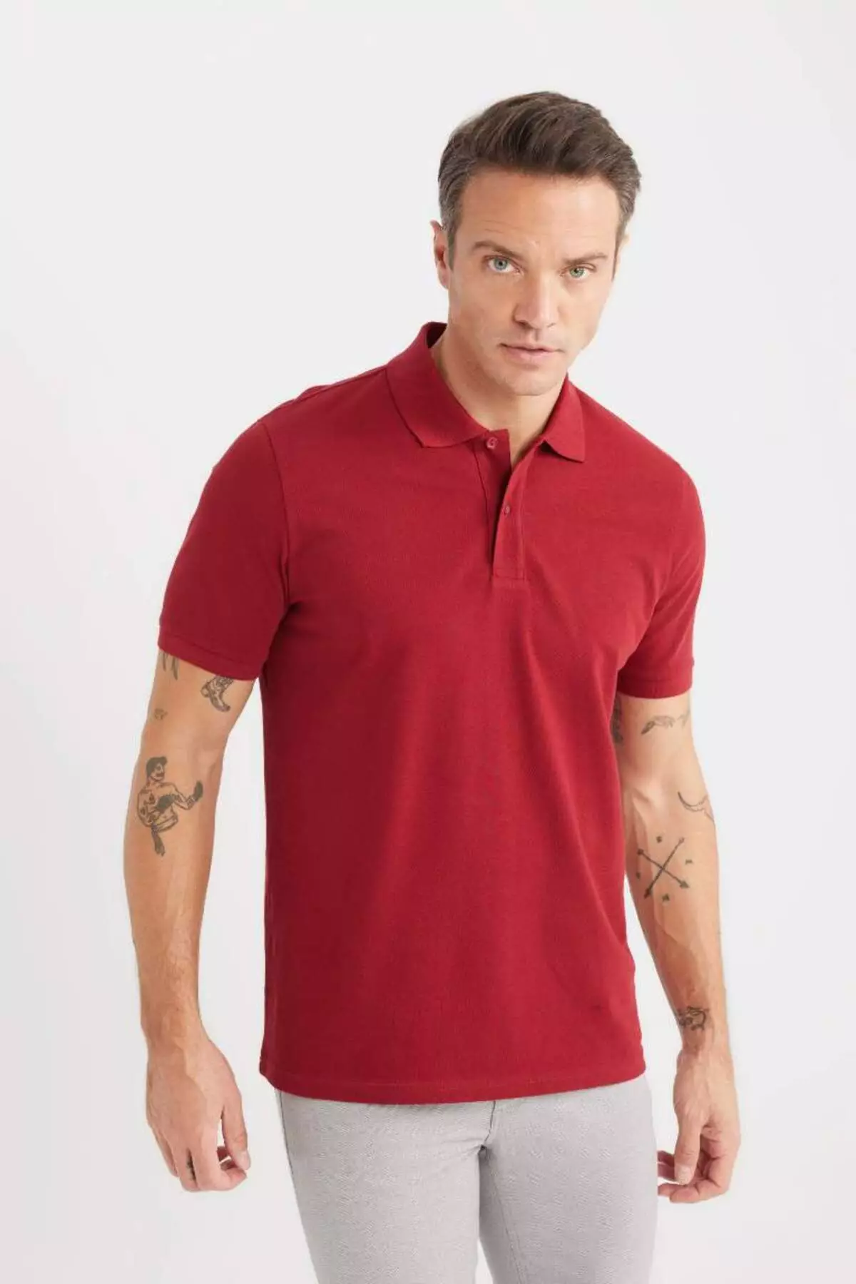 100% Cotton Regular Fit Polo Collar Short Sleeve Basic Plain Pique Fabric T-Shirt C1293Ax25Sp
