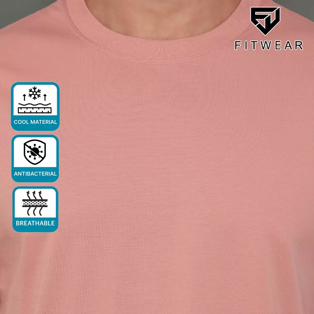 Fitwear Kaos Olahraga Pria Fitwear STEVE LASER CUT ANTI BACTERIAL - SALMON