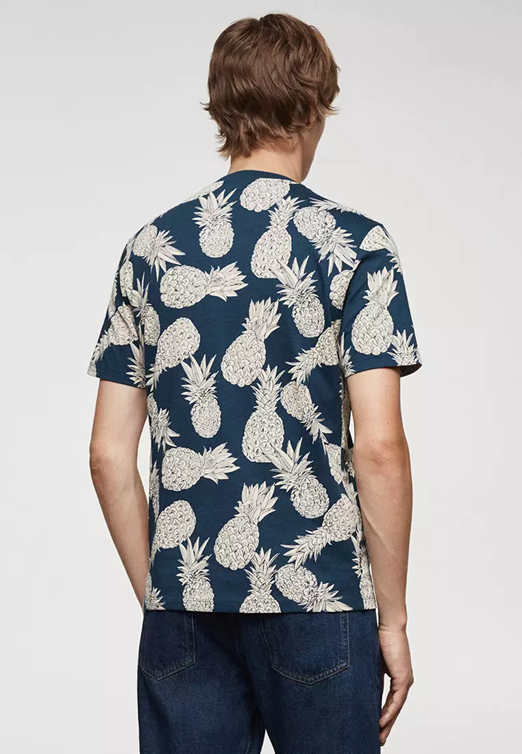 Buy MANGO Man 100 Cotton Shirt With Pineapple Print 2024 Online