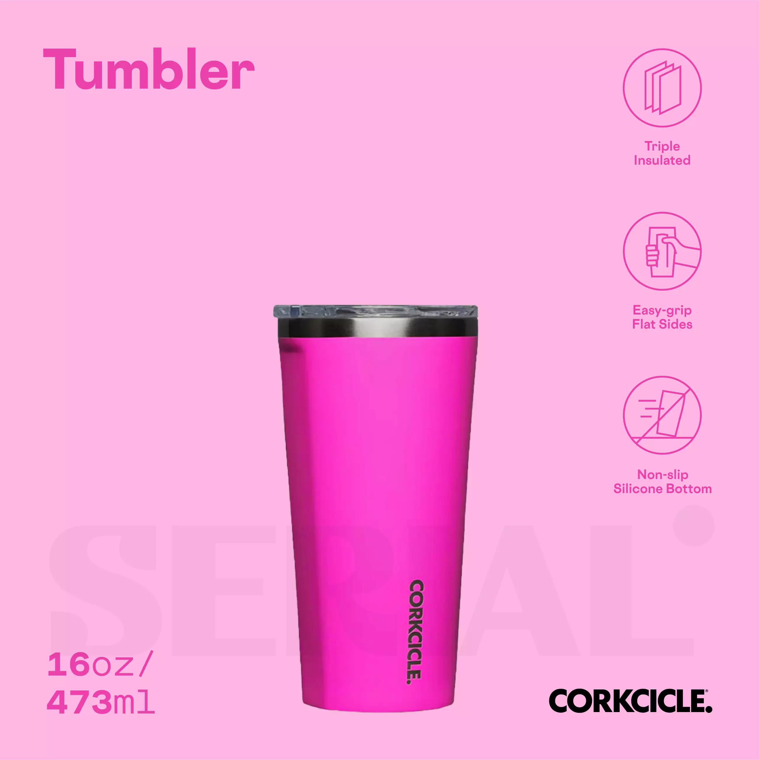 CORKCICLE® Tumbler 16oz - Miami Pink