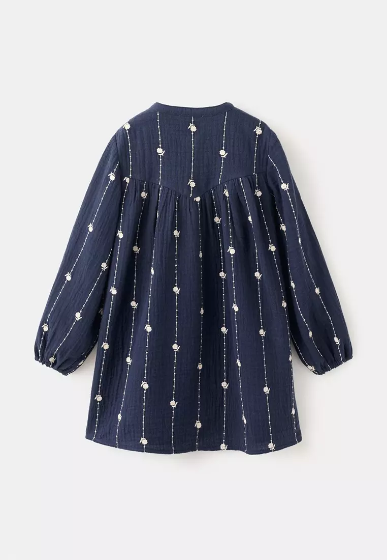 Embroidered Cotton Dress With Floral Pattern