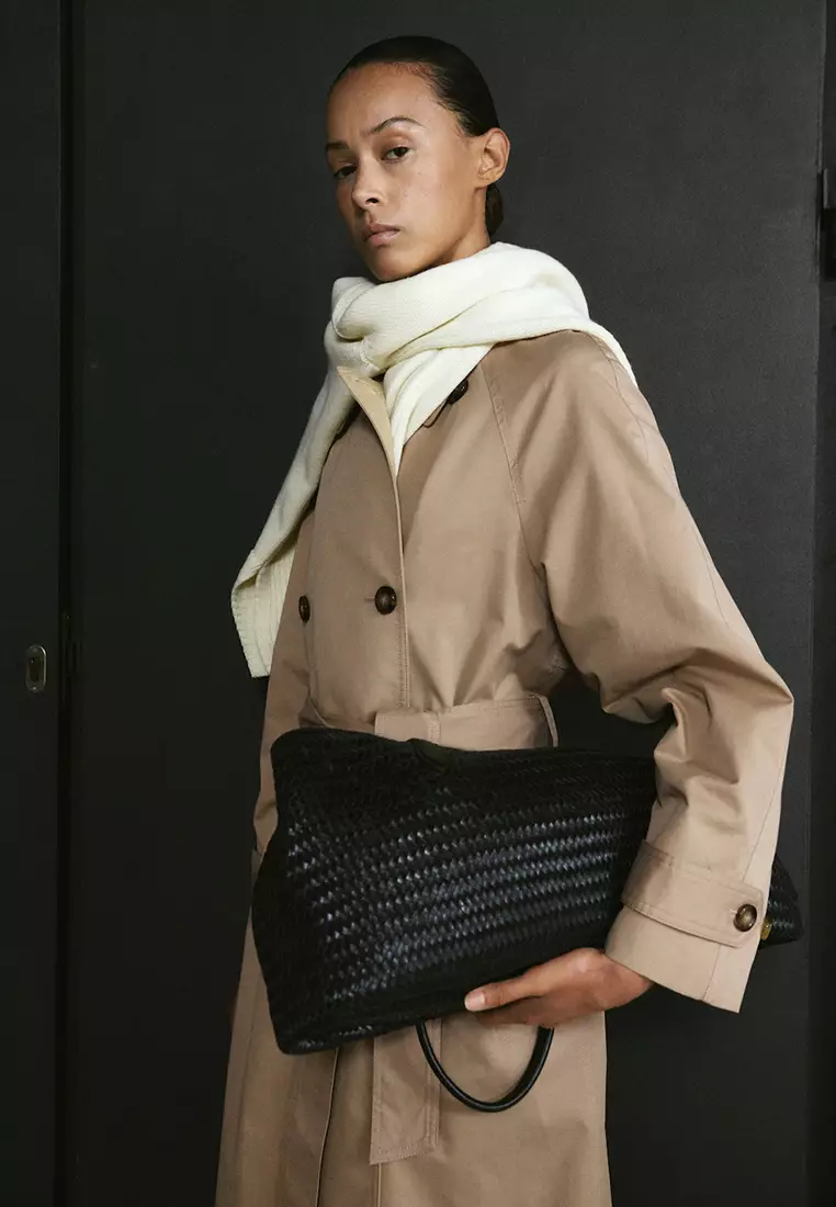 Long Double-Breasted Trench Coat