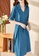 OUNIXUE blue Temperament Ol Solid Color Waist Dress (With Belt) F0339AA11010F6GS_5