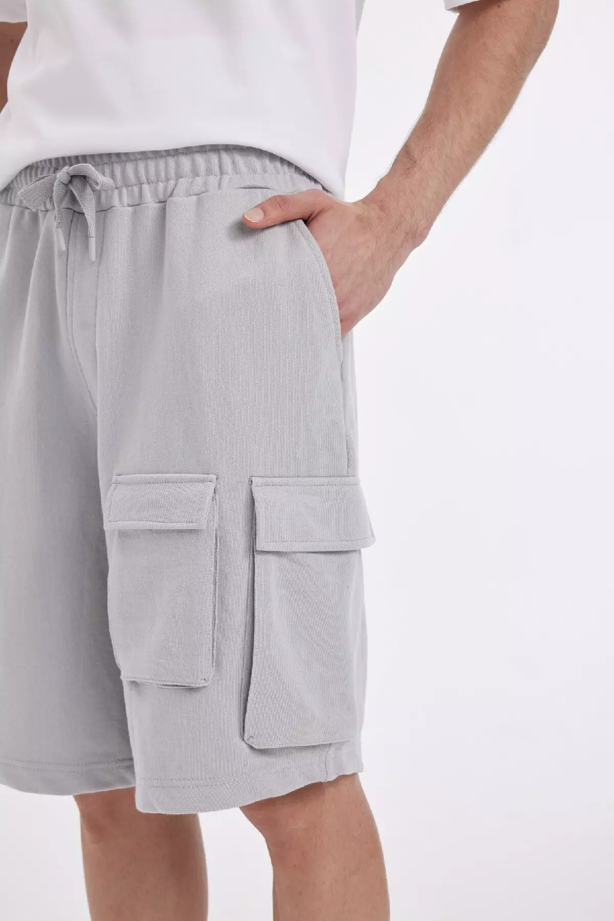 Relaxed Fit - Elastic Waist Lace up Bermuda Shorts C5591Ax24Hs