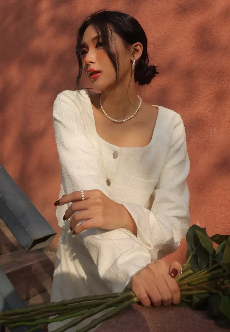 Tweed Square Neck Top