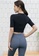 B-Code black ZYS2122-Lady Quick Drying Running Fitness Yoga Sports Short Sleeve Top -Black 9C3B0AA0B7C6FBGS_4