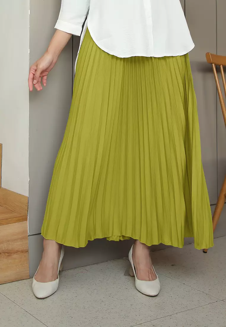 Cotton Bee - Rok Plisket Niana Aline Basic - Lemon Grass