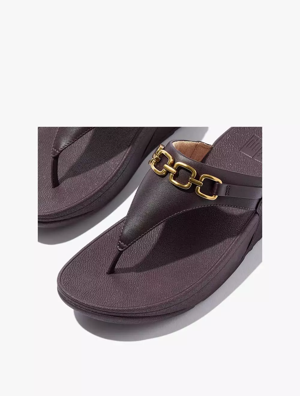 Fitflop Lulu Square-Chain Leather Toe-Post Sandals - Plumberry