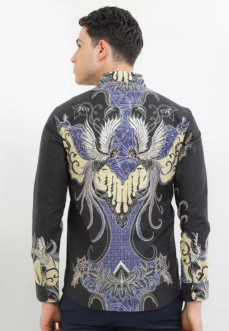 BATIK TALENTA EXCLUSIVE Lengan PANJANG slimfit PR BURUNG NAVY